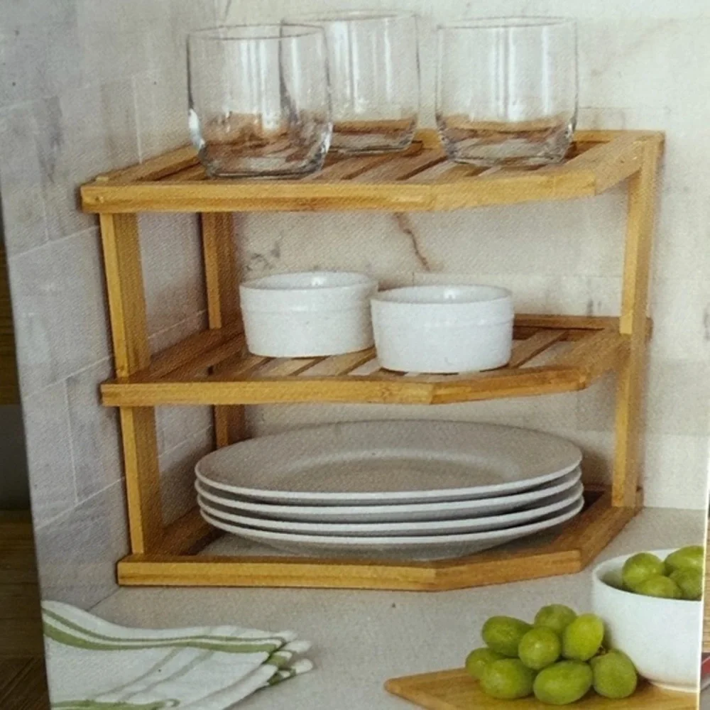 Two Better Homes And Gardens Bamboo Corner Shelf - Natural Tan